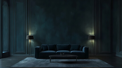 Wall Mural - dark room with sofa