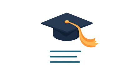 Wall Mural - graduation cap icon with orange tassel design
