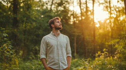 Young Adult Entrepreneur in Serene Nature Setting