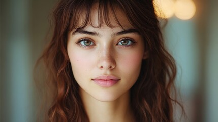 Sticker - Close-up Portrait of a Young Woman with Brown Hair