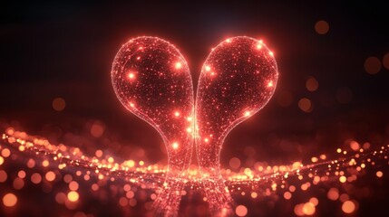 Poster - Glowing Red Heart in a Sparkling Universe