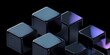 © HridoyDesigns - Abstract geometric blocks on black background, 3d render