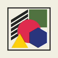 Wall Mural - colorful geometric shapes in modern abstract design, a vibrant composition of geometric shapes inclu