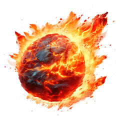 Wall Mural - a glowing meteor with a tail of red-hot flames, isolated on transparent white background, clipping p