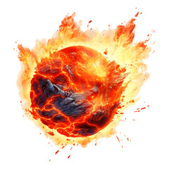 Wall Mural - a glowing meteor with a tail of red-hot flames, isolated on transparent white background, clipping p