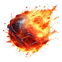 Wall Mural - a glowing meteor with a tail of red-hot flames, isolated on transparent white background, clipping p
