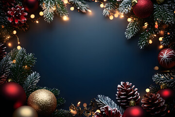 Poster - Festive Christmas New Year border. Xmas background and frame composition. Christmas banner and web poster