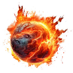 Wall Mural - a glowing meteor with a tail of red-hot flames, isolated on transparent white background, clipping p