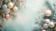 © Wittaya - A pastel Christmas background with soft, muted colors and delicate holiday decorations, creating a calm and peaceful holiday vibe.