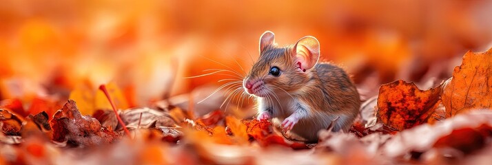 Wall Mural - mouse in autumn woods