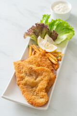 Sticker - fish and chips - fried fish fillet with potatoes chips