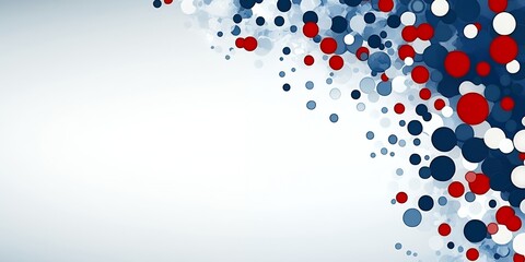 Poster - Abstract background with red, white, and blue circles.