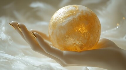 Sticker - A glowing golden sphere held delicately in a hand.