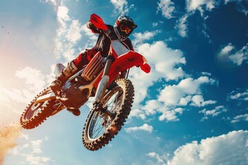 Wall Mural - Motocross rider airborne