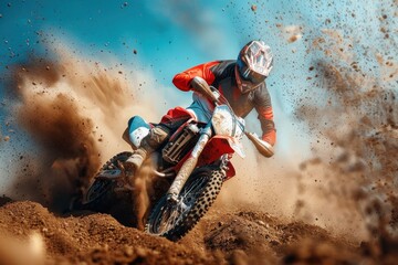 Wall Mural - Motocross sport featuring rider in action