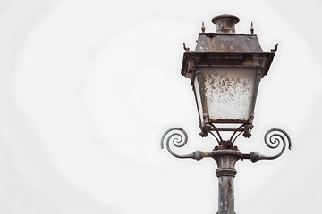 Old street light isolated white background