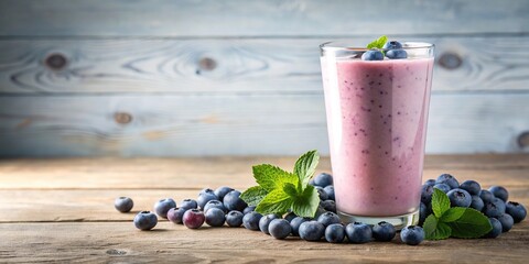 Fresh and creamy blueberry milkshake made with Hill farm blueberries