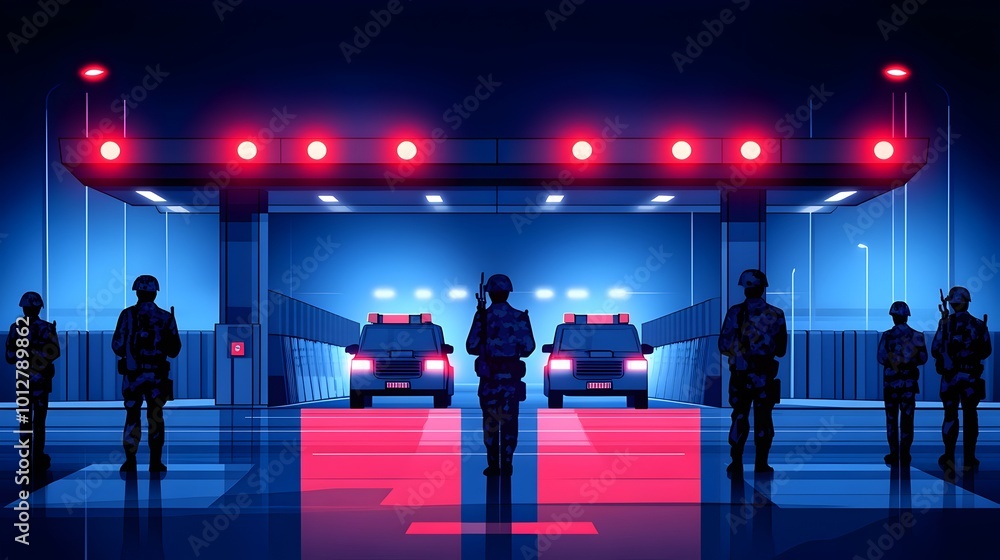 Border Checkpoint Images Heavily Fortified Border Checkpoint with Camouflaged Soldiers and ...
