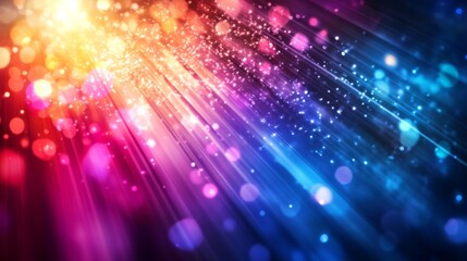 Fototapete - A vibrant display of colorful light rays and sparkling particles, creating an energetic and captivating atmosphere.
