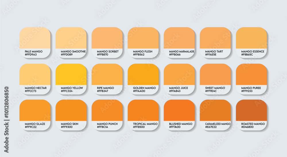 Mango Color Palette, Mangoes Color Guide Palette with Color Names ...