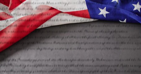 Wall Mural - Animation of american constitution text over american flag and grey background