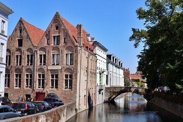 Old town and canal in Bruges, Belgium