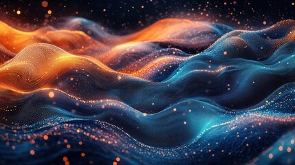Wall Mural - a computer generated image of waves and stars