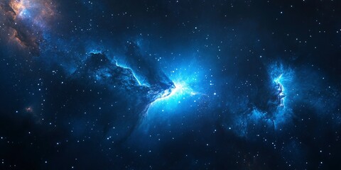 Stars and nebulae in a captivating blue galaxy dance in the cosmos