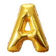 © Khansa - gold foil letter a celebration balloon on white background