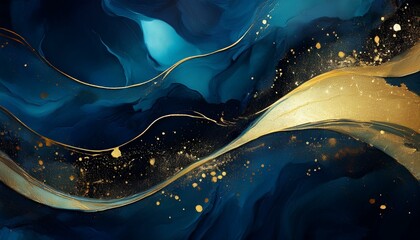 abstract dark blue background with gold dust