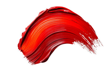 Aufkleber - Vibrant red brush stroke isolated on a white background, perfect for creative design elements.