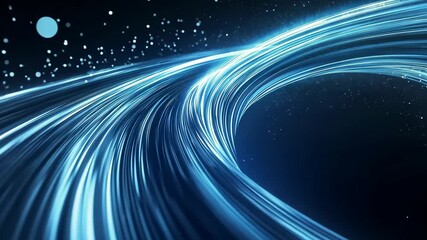 Wall Mural - Abstract lines of light curve and swirl in the darkness, creating a mesmerizing visual