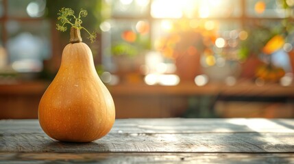 Wall Mural - a pear shaped object sitting on top of a wooden table