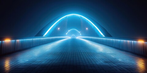 Wall Mural - Futuristic Bridge with Neon Lights