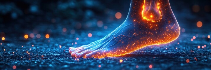 Wall Mural - glowing human foot anatomical illustration