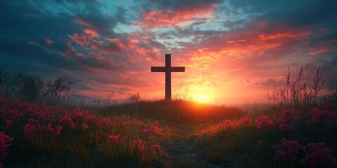 Canvas Print - Cross at Sunset