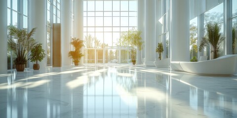 Poster - Modern Lobby with Sunbeams