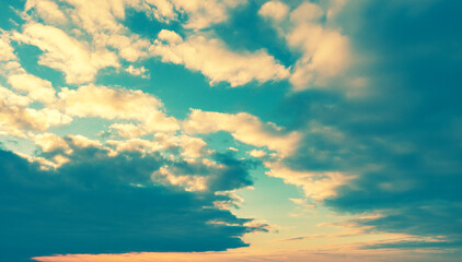 Wall Mural - colorful cloudy sky at sunset. gradient color. sky texture. abstract nature background