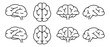 © nearzoo - Set human brain icons outline. Flat and round line tip. Minimalist clip art.