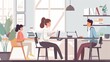 © AssanAI.Studio - Busy Household Scene with Parent and Children Working