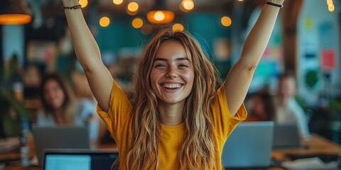 Sticker - Happy Woman Celebrating Success