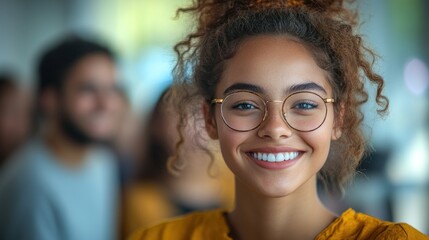 Poster - Smiling Woman with Glasses