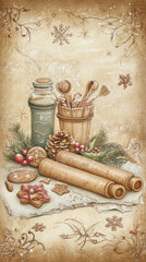 Poster - A painting of a basket of cookies and a jar of cookies