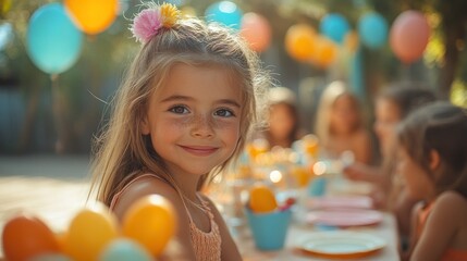 Canvas Print - Little Girl Smiling at Birthday Party