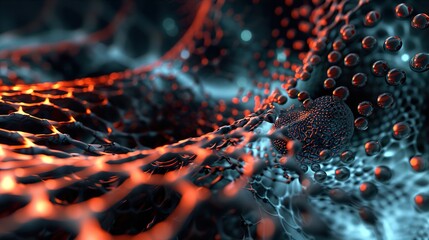 Wall Mural - abstract 3d art: glowing metallic spheres and network