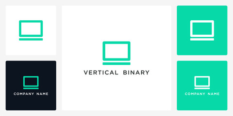 Vector abstract number of vertical binary logo and icon design template, can be used in various media easily, editable