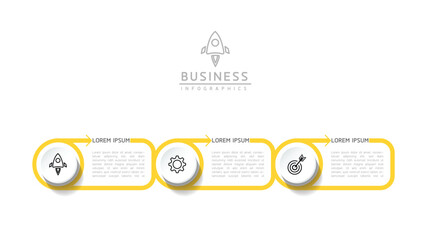 Vector infographic business presentation template with circular interconnection with 3 options.