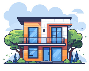 Wall Mural - Modern office building. Vector illustration in flat style. Modern office building.