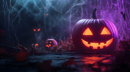 Canvas Print - background for halloween with pumpkin