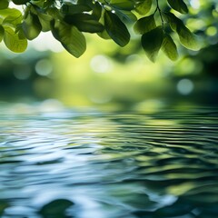 51. A vibrant summer nature banner featuring a defocused aqua-mint water surface, with spl